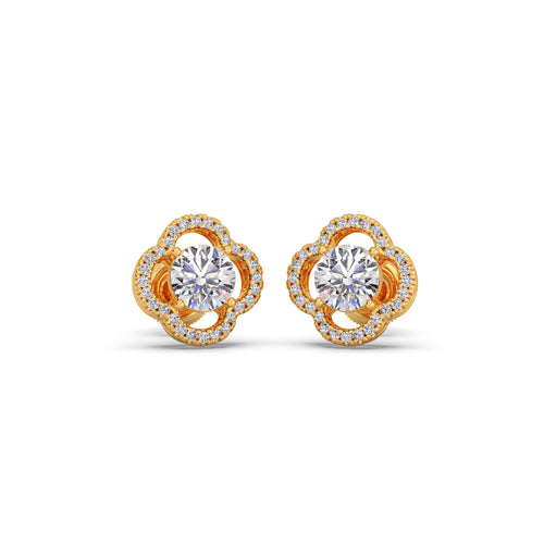 Floral Diamond Halo Studs