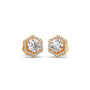 Hexagon Halo Round Diamond Stud Earrings
