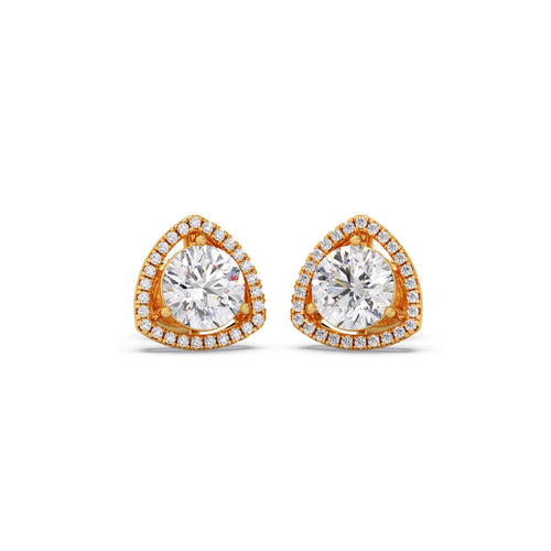 Trillion-Shape Halo Diamond Stud Earrings