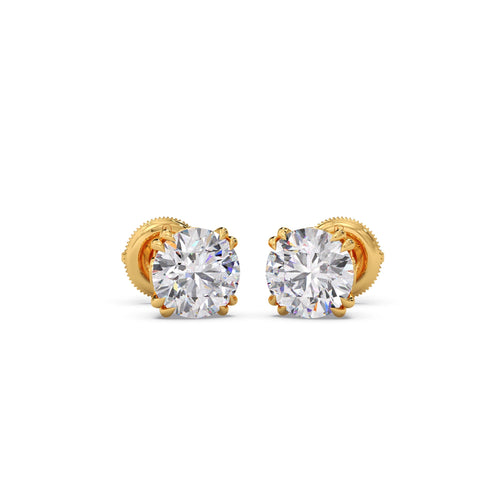 3 ct Classic Round Solitaire Diamond Stud Earrings