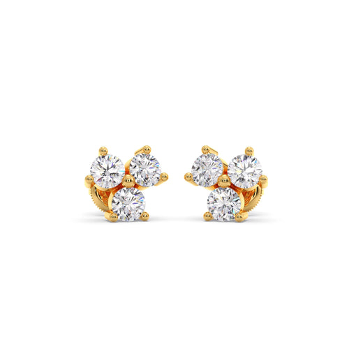 Floral Cluster Diamond Stud Earrings