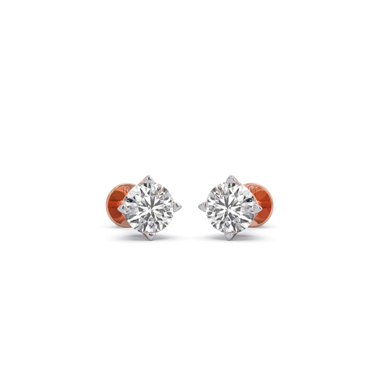 Classic 4-Prong Round Diamond Stud Earrings – 6.30mm - Rose