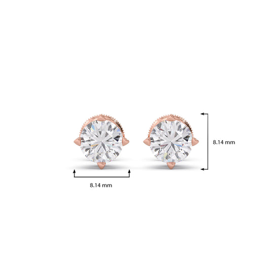Classic 4-Prong Round Diamond Stud Earrings – 6.30mm