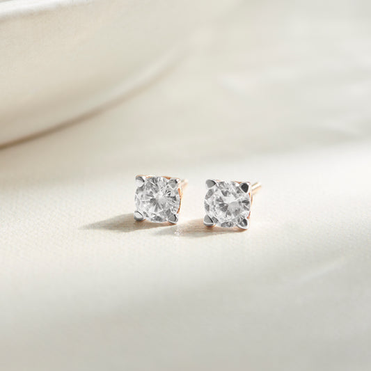 Classic 4-Prong Round Diamond Stud Earrings – 6.30mm