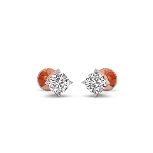 Classic 4-Prong Round Diamond Stud Earrings – 5.00mm - Rose