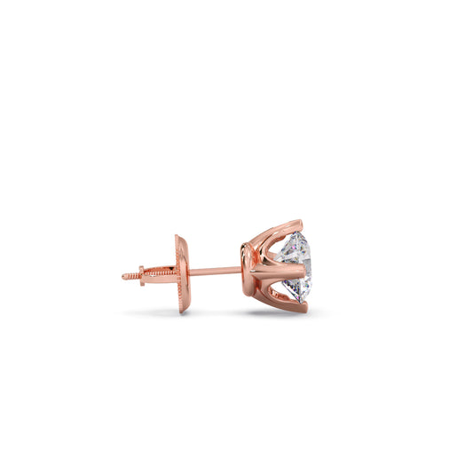 Classic 4-Prong Round Diamond Stud Earrings – 5.00mm