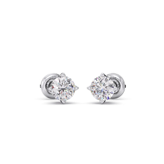 Classic 4-Prong Round Diamond Stud Earrings – 5.00mm