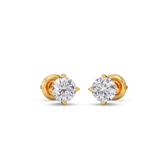 Classic 4-Prong Round Diamond Stud Earrings – 5.00mm