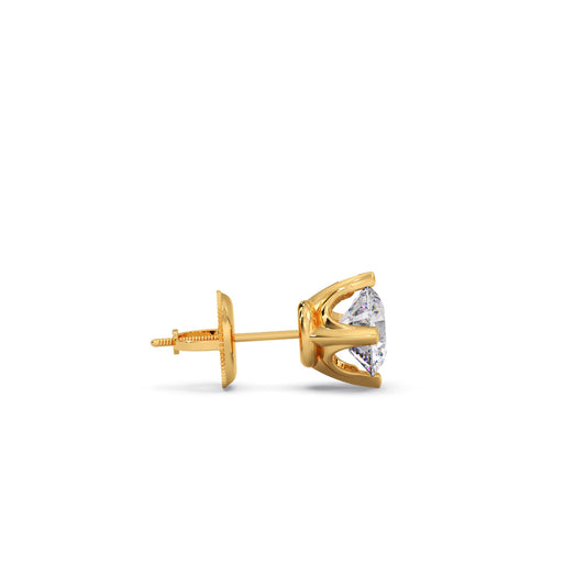 Classic 4-Prong Round Diamond Stud Earrings – 5.00mm