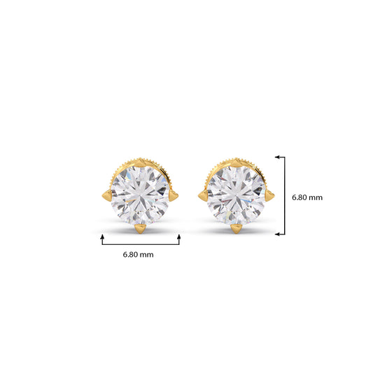 Classic 4-Prong Round Diamond Stud Earrings – 5.00mm
