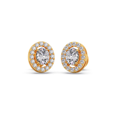 Classic Oval-Cualo Stud Earrings Diamond Halo Stud Earrings