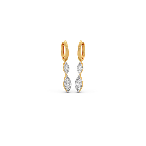Marquise Diamond Drop Hoop Earrings
