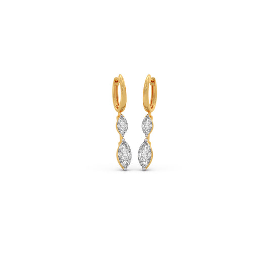 Marquise Diamond Drop Hoop Earrings - Yellow