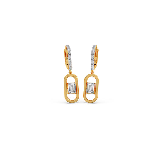 Elegant emerald cut diamond drop earring - Yellow