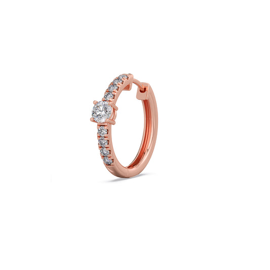 Classic Pave Diamond Huggie Hoops - Rose