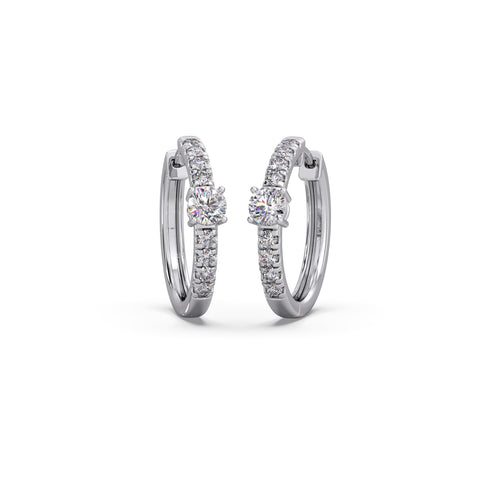 Classic Pave Diamond Huggie Hoops