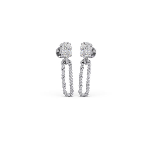 Chainline Oval Diamond Dangle Earrings