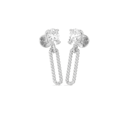 Elegant Oval Cut Diamond Drop Earrings