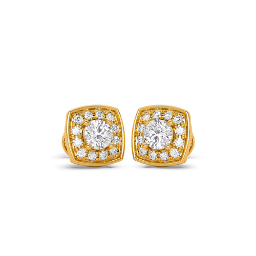 Halo Diamond Square Stud Earrings