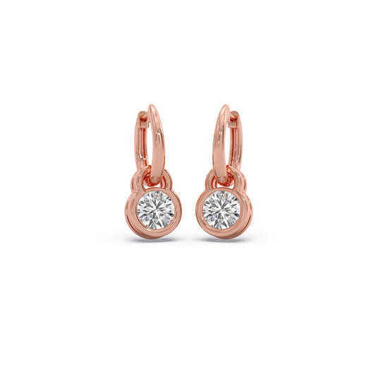 Sparkling Diamond Drop Earrings - Rose