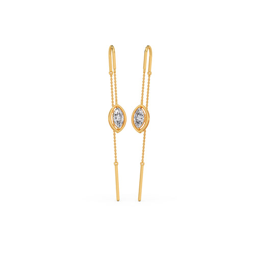 Marquise-Cut Bezel Diamond Threader Earrings
