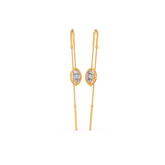 Marquise-Cut Bezel Diamond Threader Earrings - Yellow