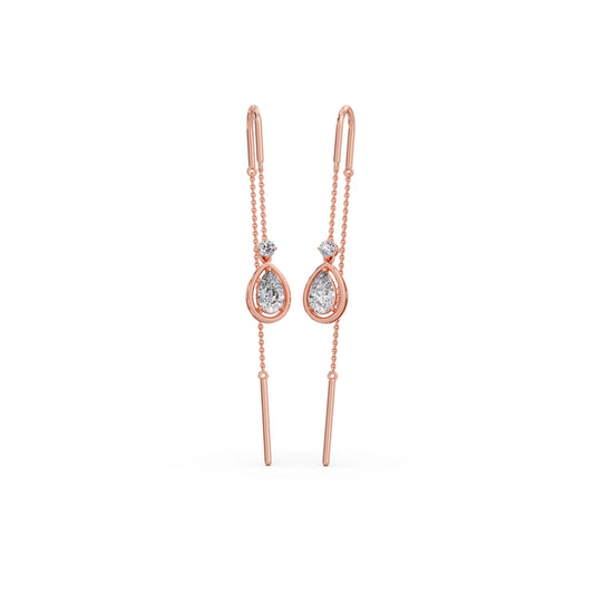Teardrop Diamond Sui-Dhaga Earrings - Rose