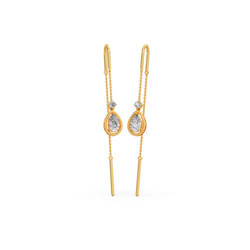 Pear-Cut Bezel Diamond Threader Earrings