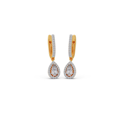 Pear Halo Drop Diamond Earrings