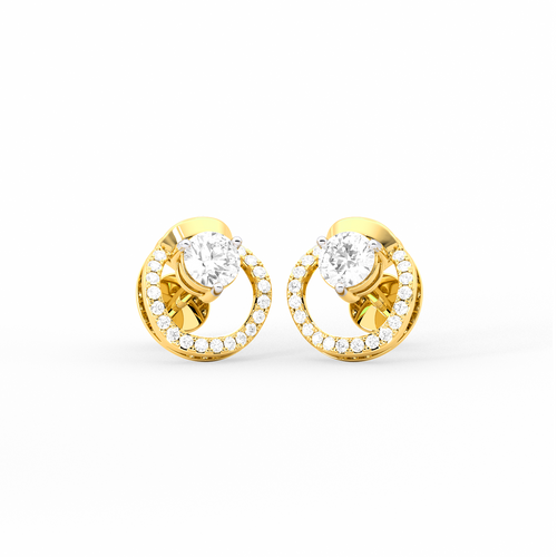 Floating Halo Round Diamond Stud Earrings