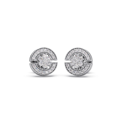 Halo Round Diamond Stud Platinum Earrings