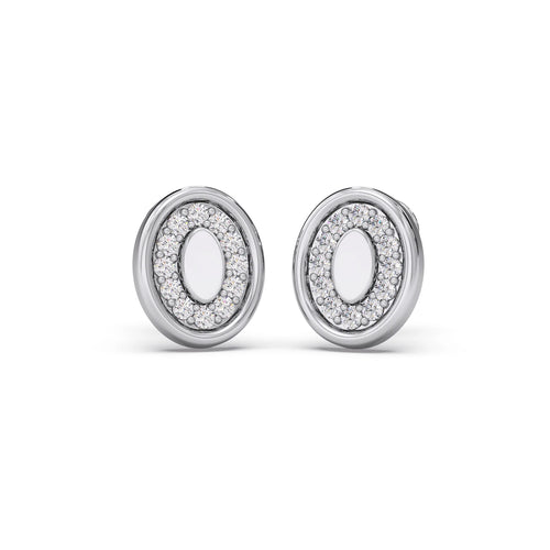 Double Oval Diamond Stud Platinum Earrings