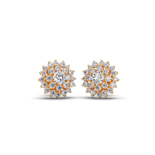 Floral Halo Round Diamond Earrings
