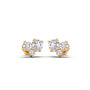 Three Stone Round Diamond Stud Earrings