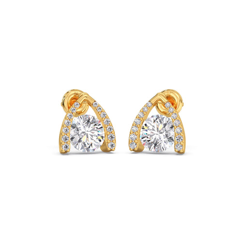 Round Solitaire with Diamond Accent Earrings