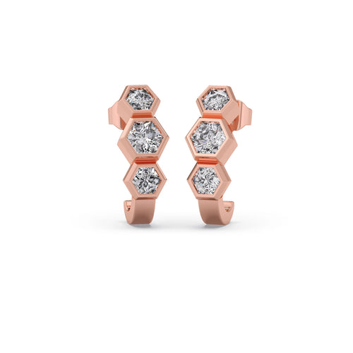 Bezel Set Hexagon Diamond Earrings
