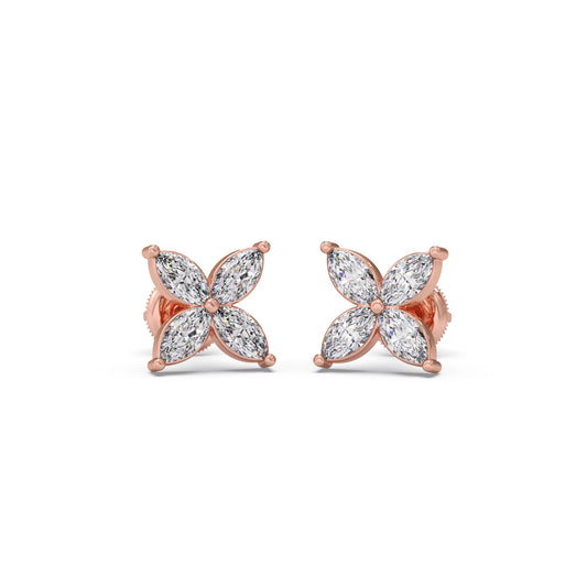 Floral Marquise Diamond Stud Earrings