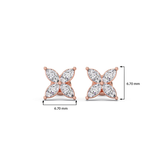 Floral Marquise Diamond Stud Earrings