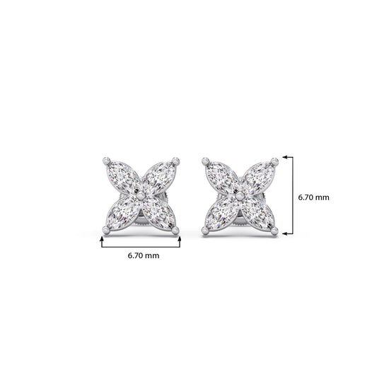 Floral Marquise Diamond Stud Earrings