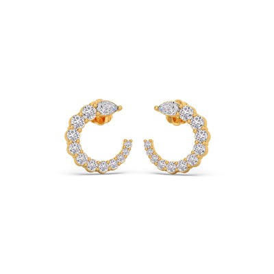 Graduated Round Diamond Curve Earrings