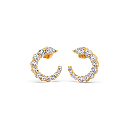 Graduated Round Diamond Curve Earrings