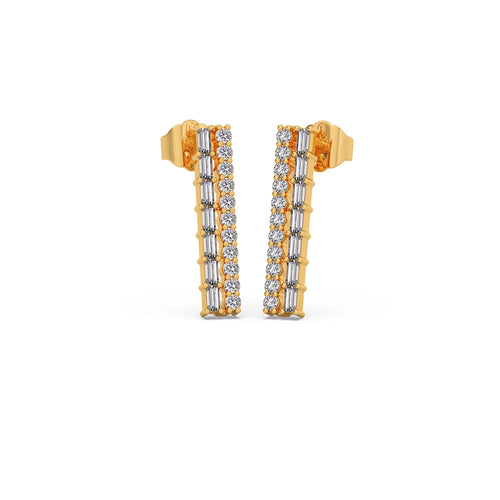 Baguette & Round Diamond Earrings