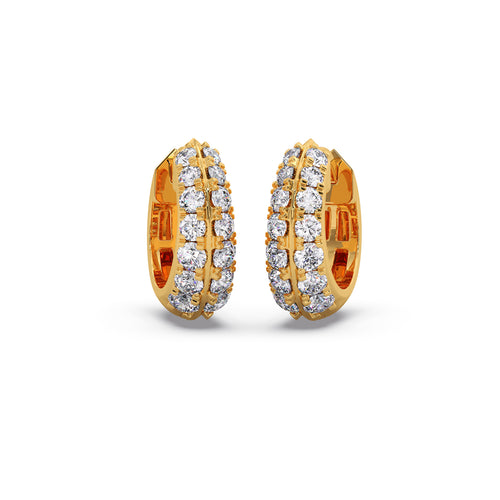 Two-Row Round Diamond Huggie Earrings