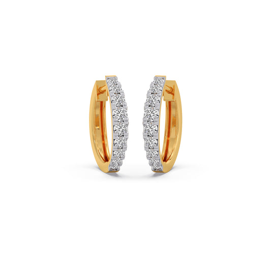 Round Diamond Huggies Earrings - Yellow