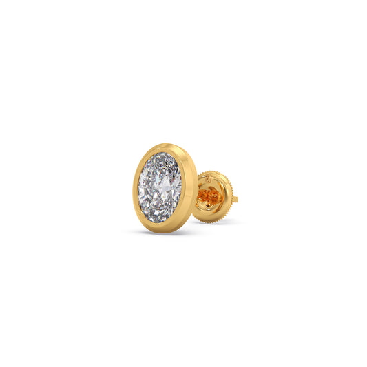 Everyday Oval Bezel Diamond Studs - Yellow