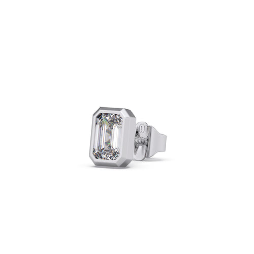 Emerald Cut Diamond Bezel Set Earrings