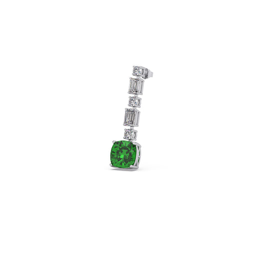 Imperial Emerald Stones Drop Earrings - White