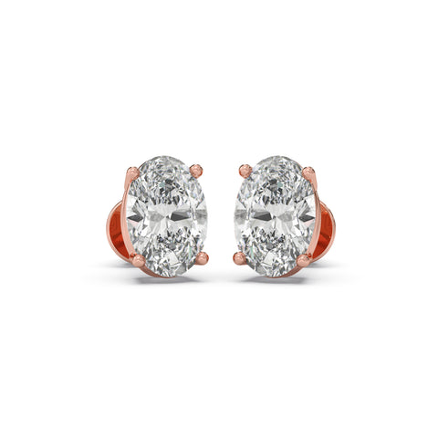 Solitaire Oval Earrings