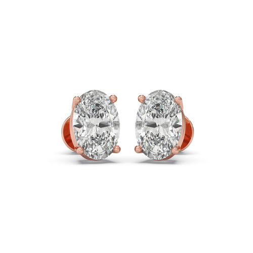 Solitaire Oval Earrings