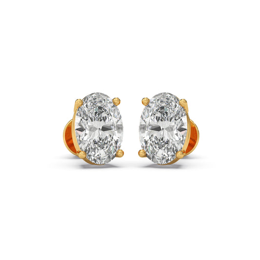 Solitaire Oval Earrings - Yellow